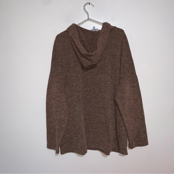 White Birch Knitted Hooded Pullover 3X Cozy Brown Knit Sweater - Picture 3 of 4